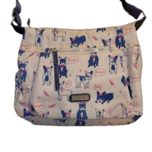 Lily Bloom Crossbody Bag - Pink, Blue - Dogs, Puppies, Bonjour